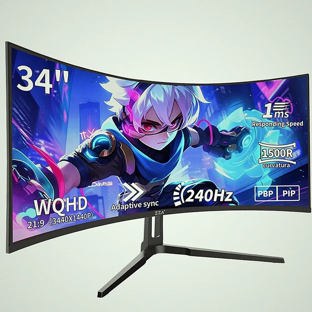1 Inch Curved Gaming Monitor 3440x1440 UltraWide 240Hz 1ms Z34F WQHD Display