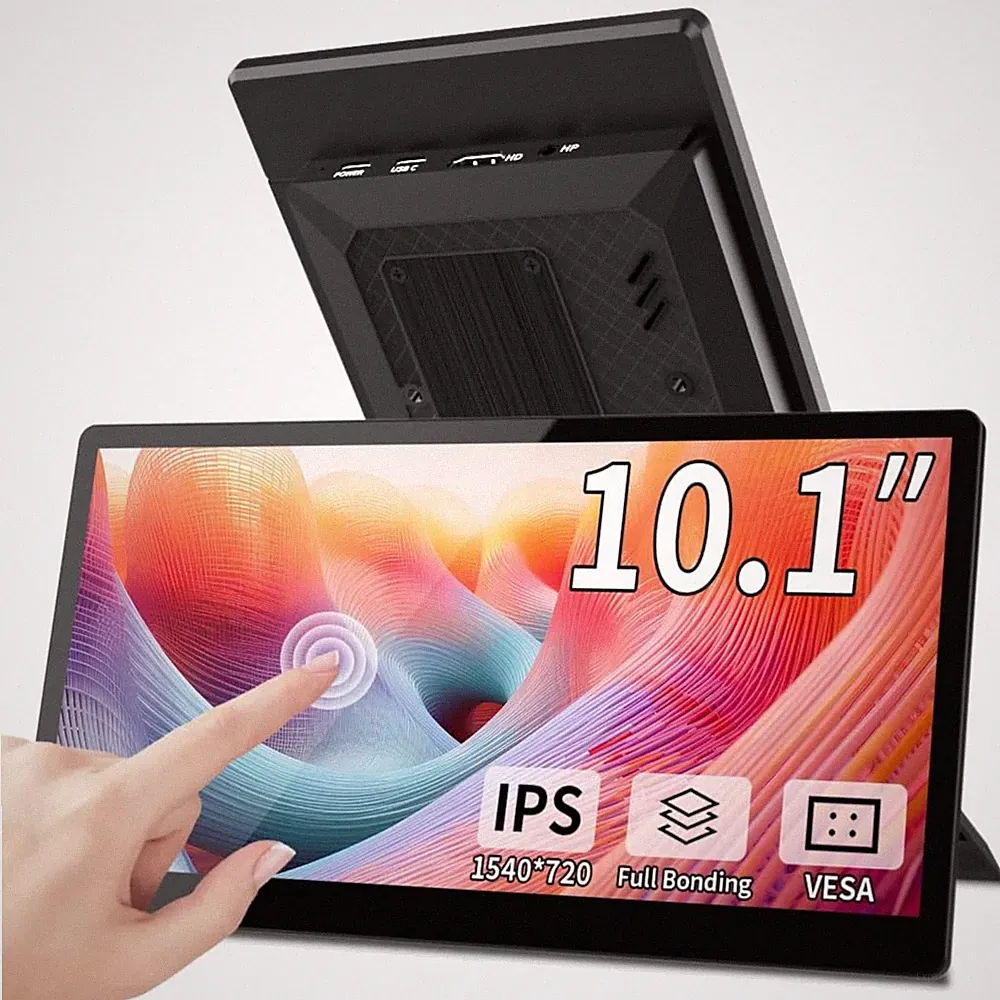 10.1" Monitor with Foldable Stand - VESA Mount Supported
