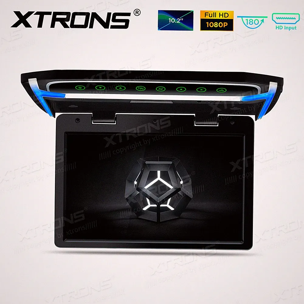 10.2" Overhead Car Roof Mounted Flip Down HDMI TFT Screen Monitor 1080P Video IR