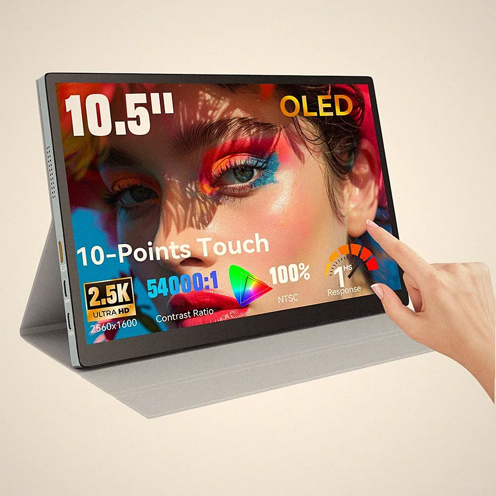 10.5" OLED Portable Monitor UHD Display USB-C Secondary Gaming Screen with Stand
