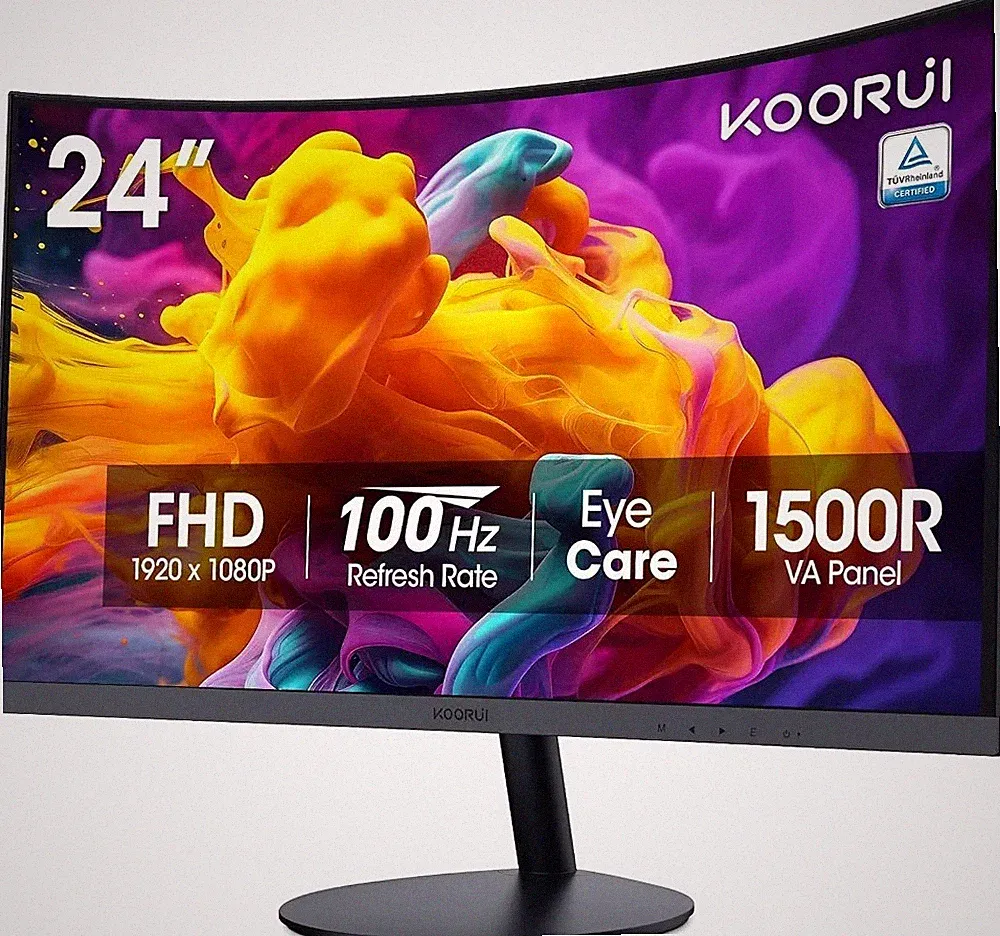 10% Short SALE! KOORUI 24N5C 24" Curved Gaming Monitor Full HD 1080p VA PC LED