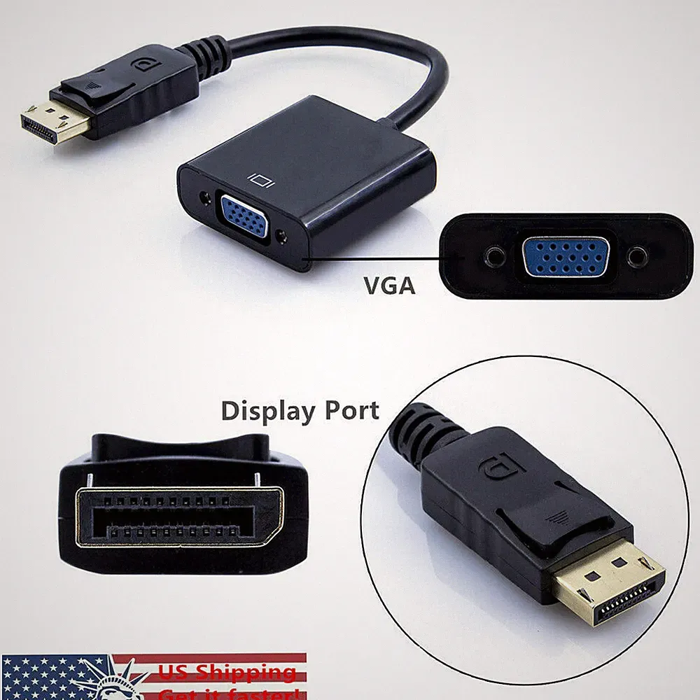 Display Port DP to VGA Adapter Cable 1080P for laptop desktop Game Monitor PC 18
