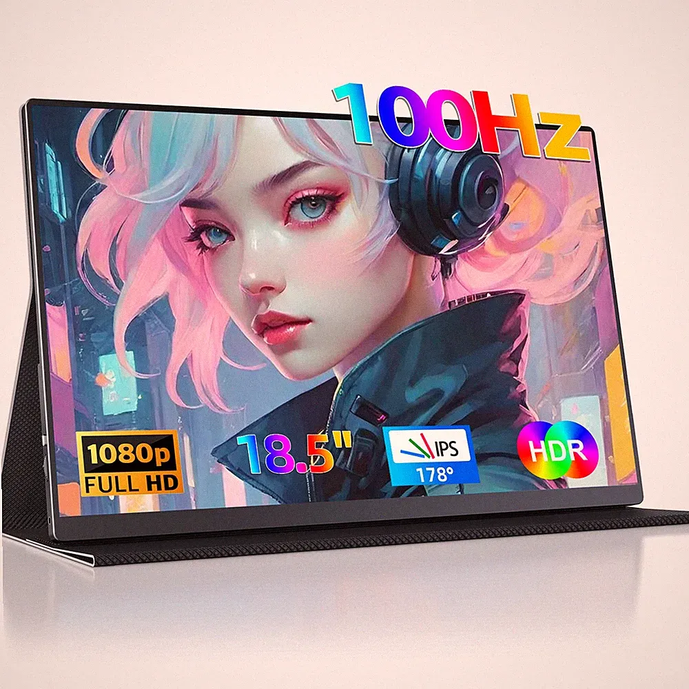 100Hz Portable Monitor 18.5'' 1080P Second Screen Display For Computer PC Game