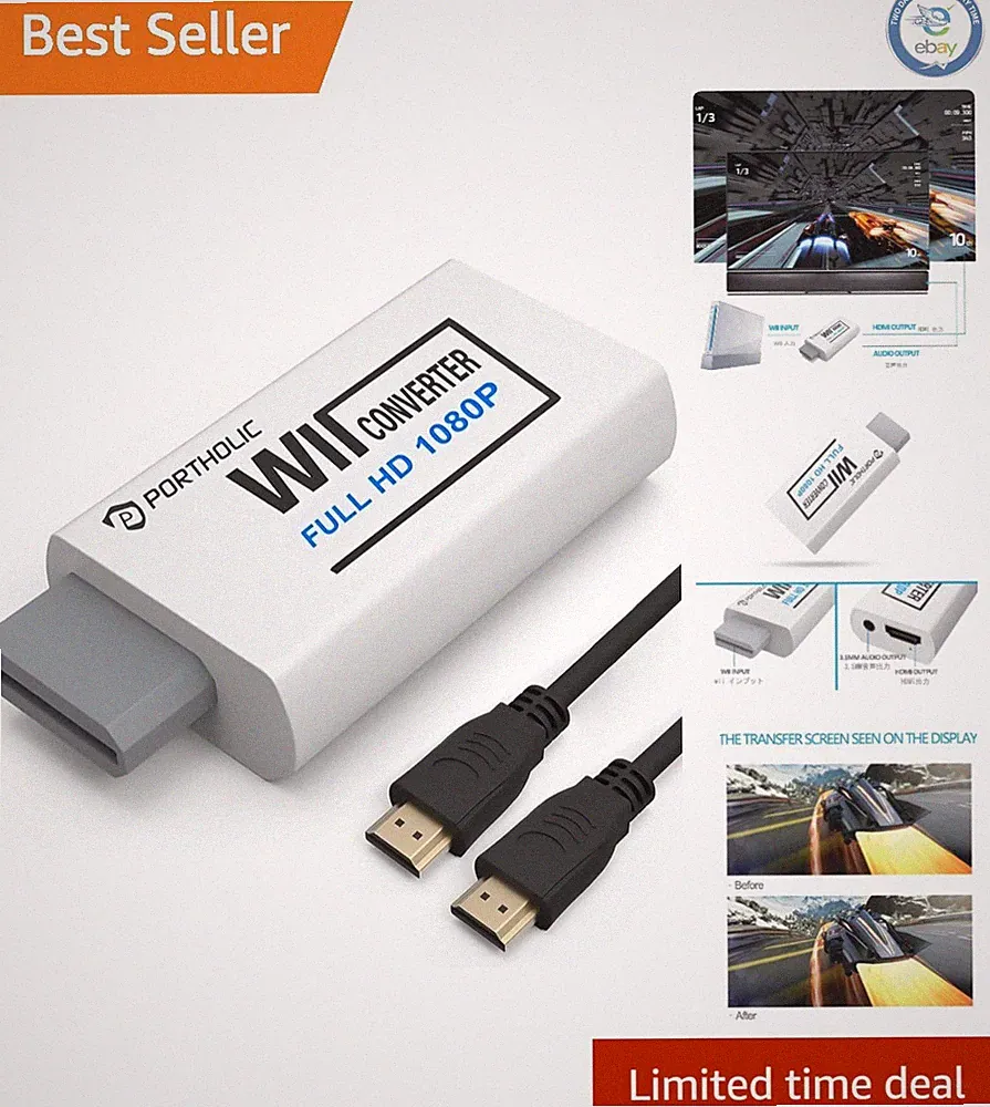 1080P Wii to HDMI Adapter with Extra Audio Jack – Compatible with HDTV/Monitor