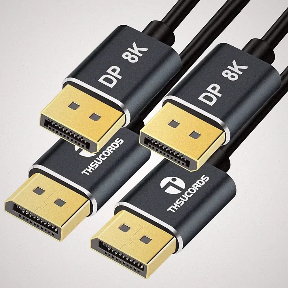 10Ft DisplayPort Cable Ultra Slim 8K 4K 60Hz Gaming Monitor DP Cord 2 PCS