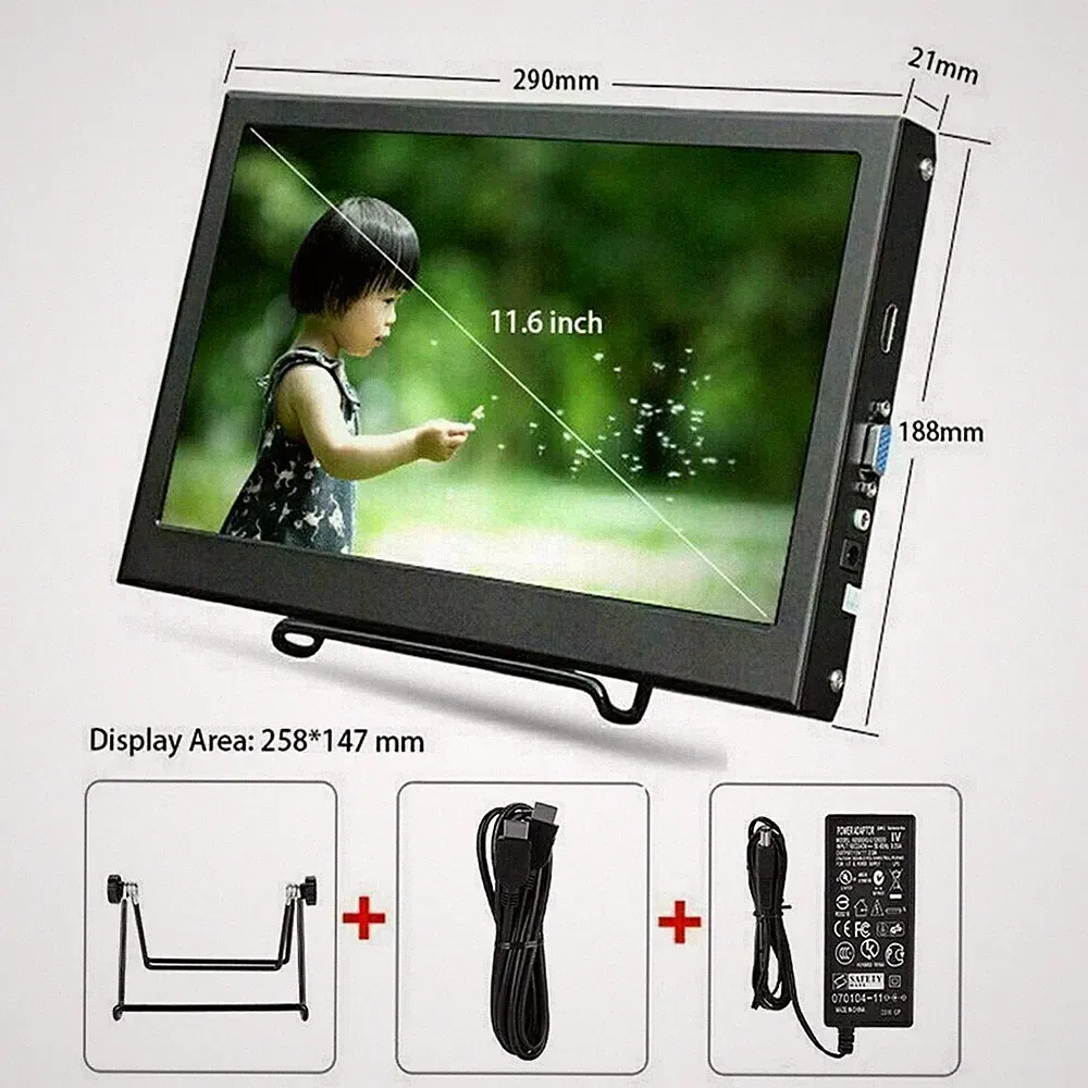 11.6" IPS LCD Monitor HDMI 1920x1080P Display for Raspberry Pi PS4 PC Used