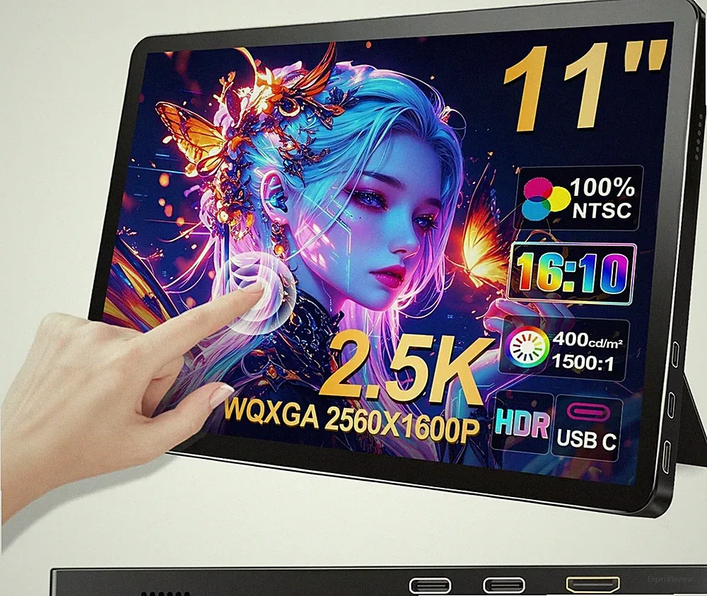 11 Inch 2.5K Touchscreen Monitor 400nits IPS HDR USB-C HDMI for PC Xbox PS4/5