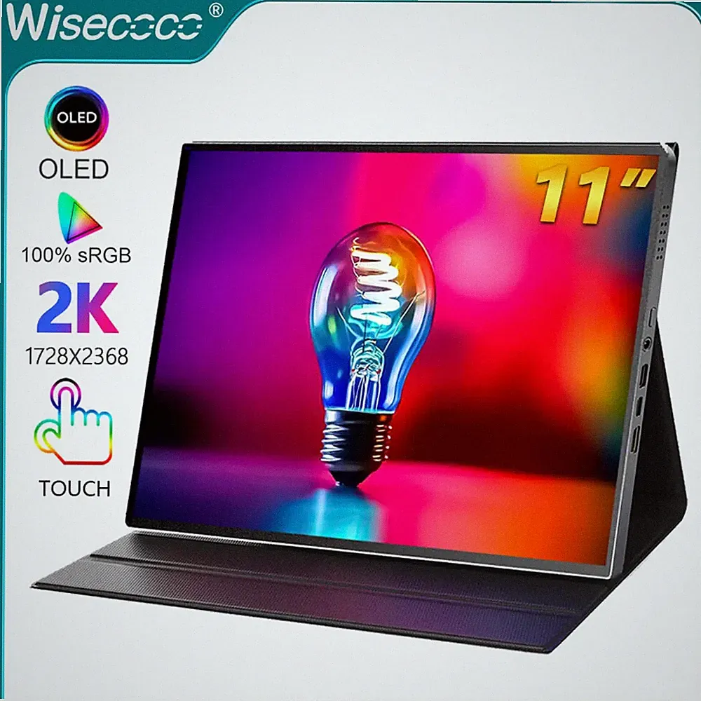 11'' OLED Portable Monitor 2K 2368x1728 Touch Screen Display for Switch PS4 Xbox