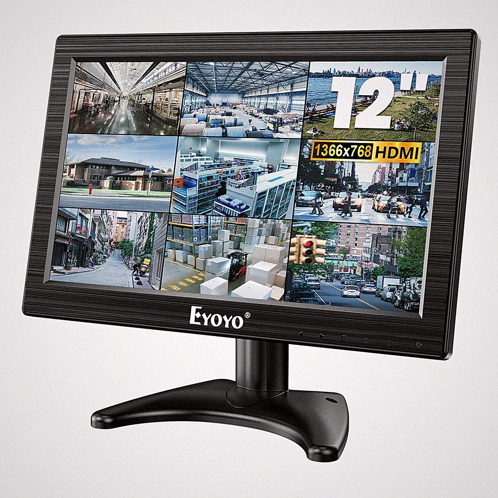 12" 1366x768 HD Gaming Screen Raspi Monitor AV HDMI BNC VGA CCTV Security Moitor
