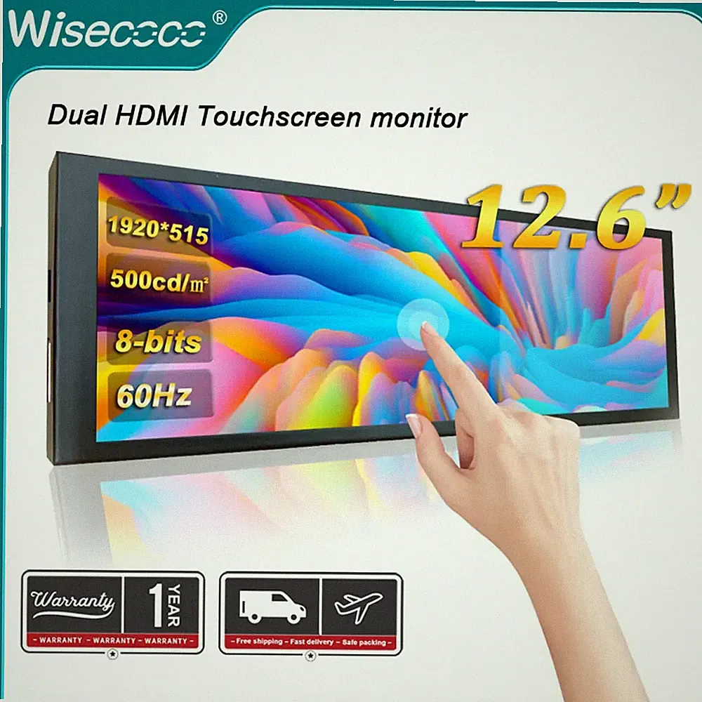 12.6'' 1920*515 Secondary Screen FHD IPS Touch Screen Monitor HDMI LCD Display