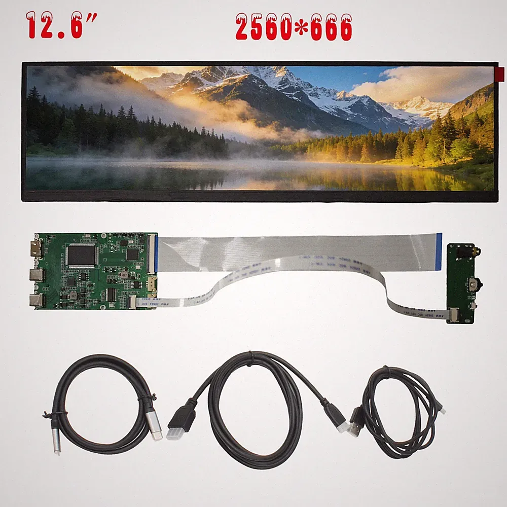 12.6 Inch 2560x666 Ultra‑Wide Touchscreen Monitor, featuring 10‑point capacitive