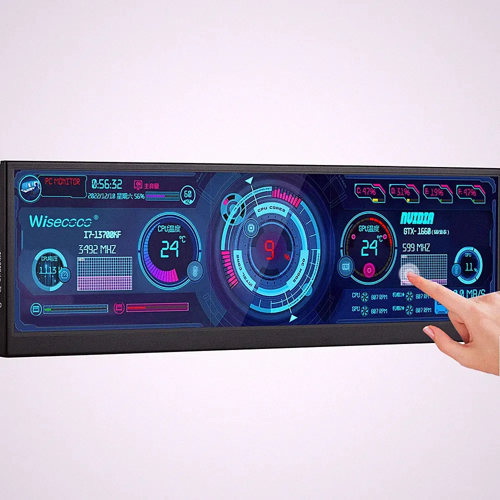 12.6 Inch Mini Touch Screen Monitor Secondary Screen FHD IPS Stretched Bar Lcd D