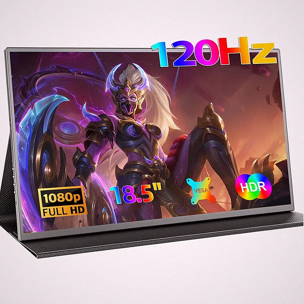 120Hz Gaming Monitor 18.5 Inch 1920*1080 HDR Freesync Display with Leather Case