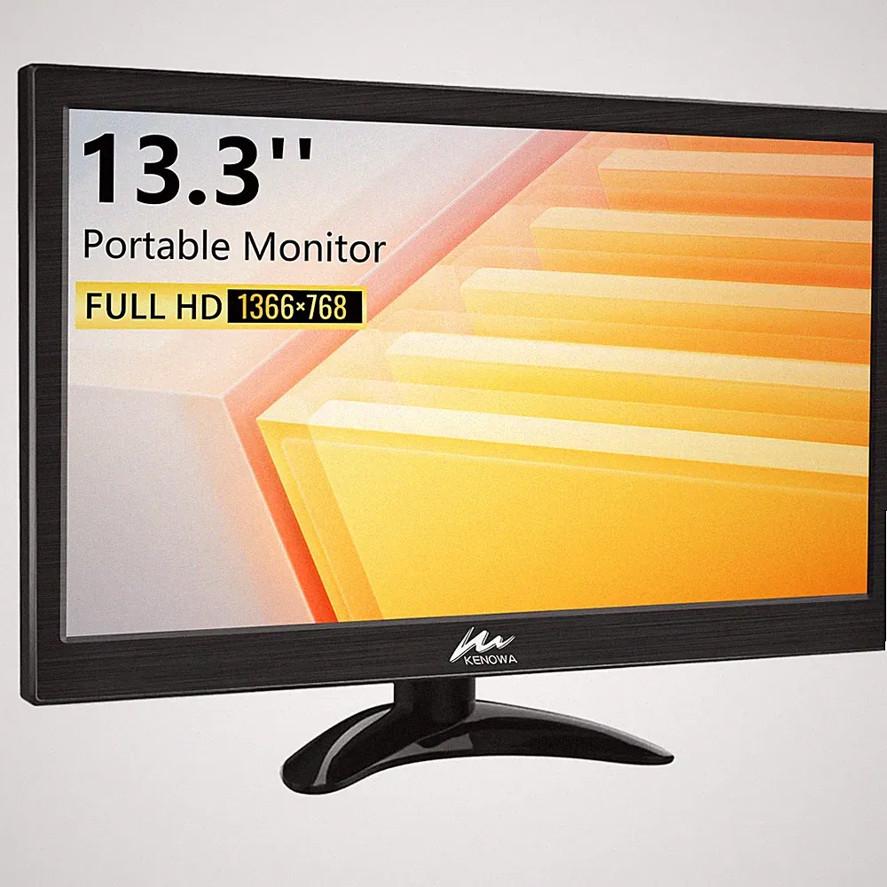 13.3" BNC Monitor 1366x768, HD Stable Signal Display for CCTV Security System