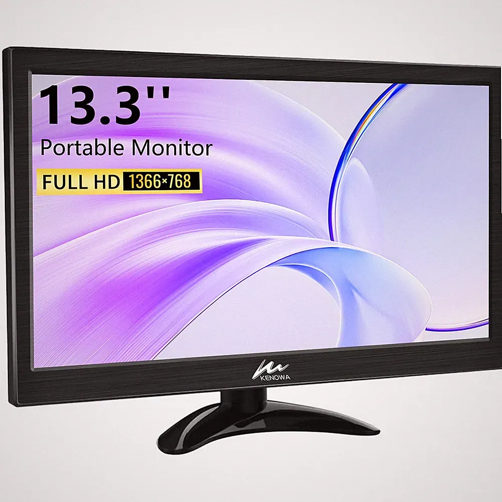 13.3" BNC Screen Monitor with Mount, 1366x768 HD IPS HDMI Display for CCTV