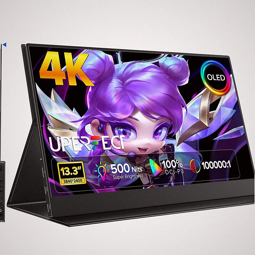 13.3" OLED Portable Monitor 3840*2160 4K UHD LCD Screen w/HDMI & Type C Display