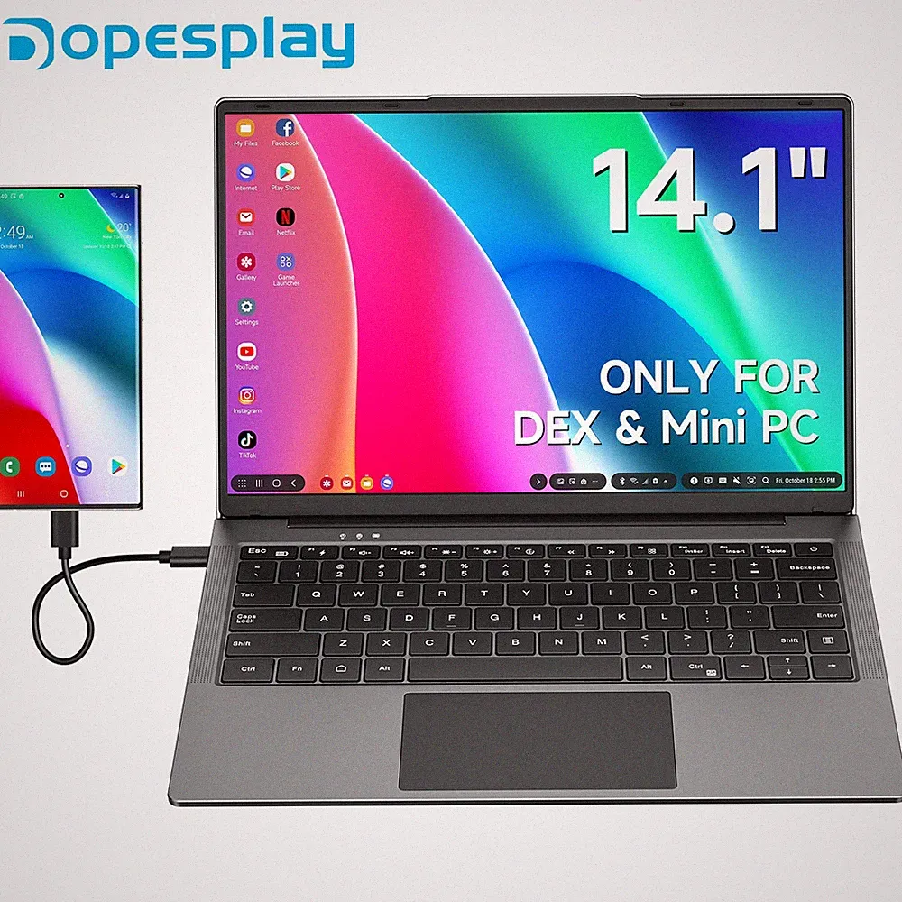 14.1" Portable Monitor w/ Keyboard 1080P 60Hz Lapdock for Phone DeX Mac Mini PC