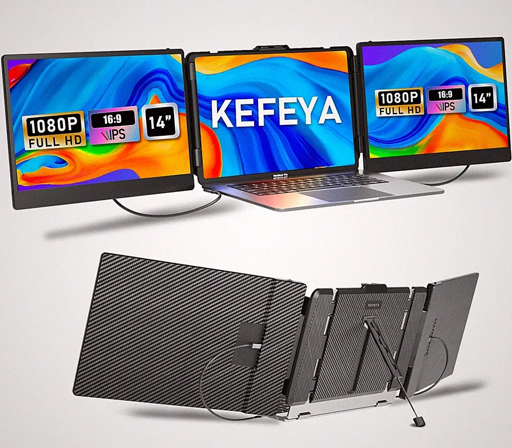 14.2" Laptop Screen Extender Portable Triple Monitor for Laptop HD IPS KEFEYA S2