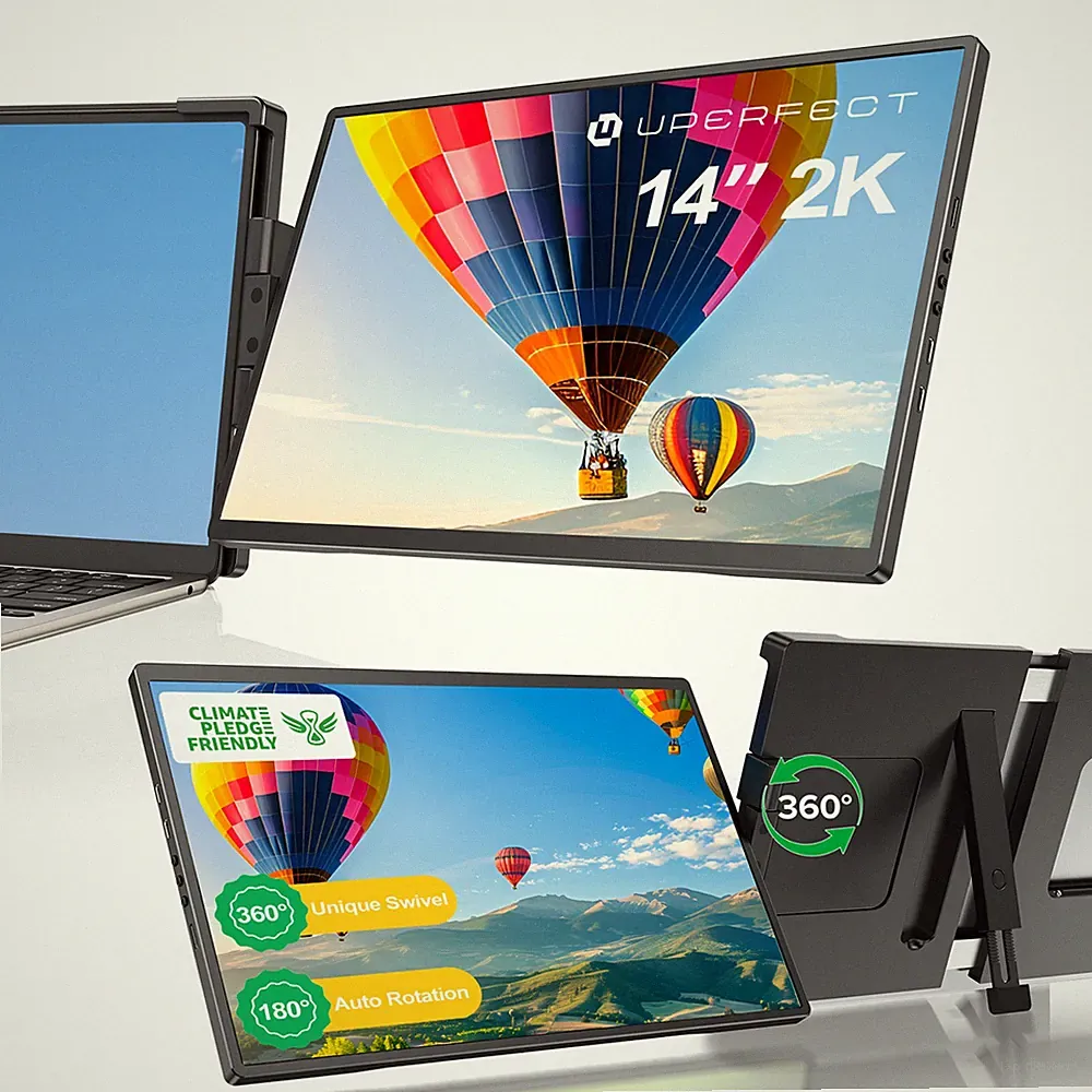 14" 2K QHD Portable Monitor Extender Screen For 13-16" Laptops w/ 180° Rotation