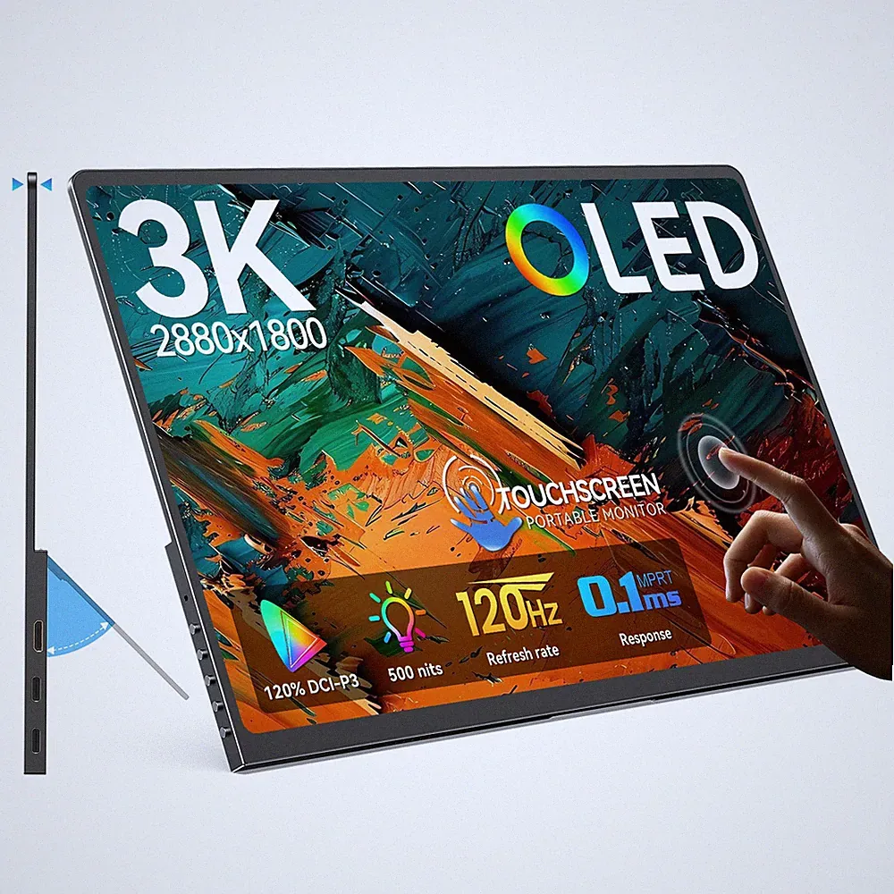 14" 3K OLED Touchscreen Monitor 120Hz Portable Monitor Ultra-Slim 100% DCI-P3