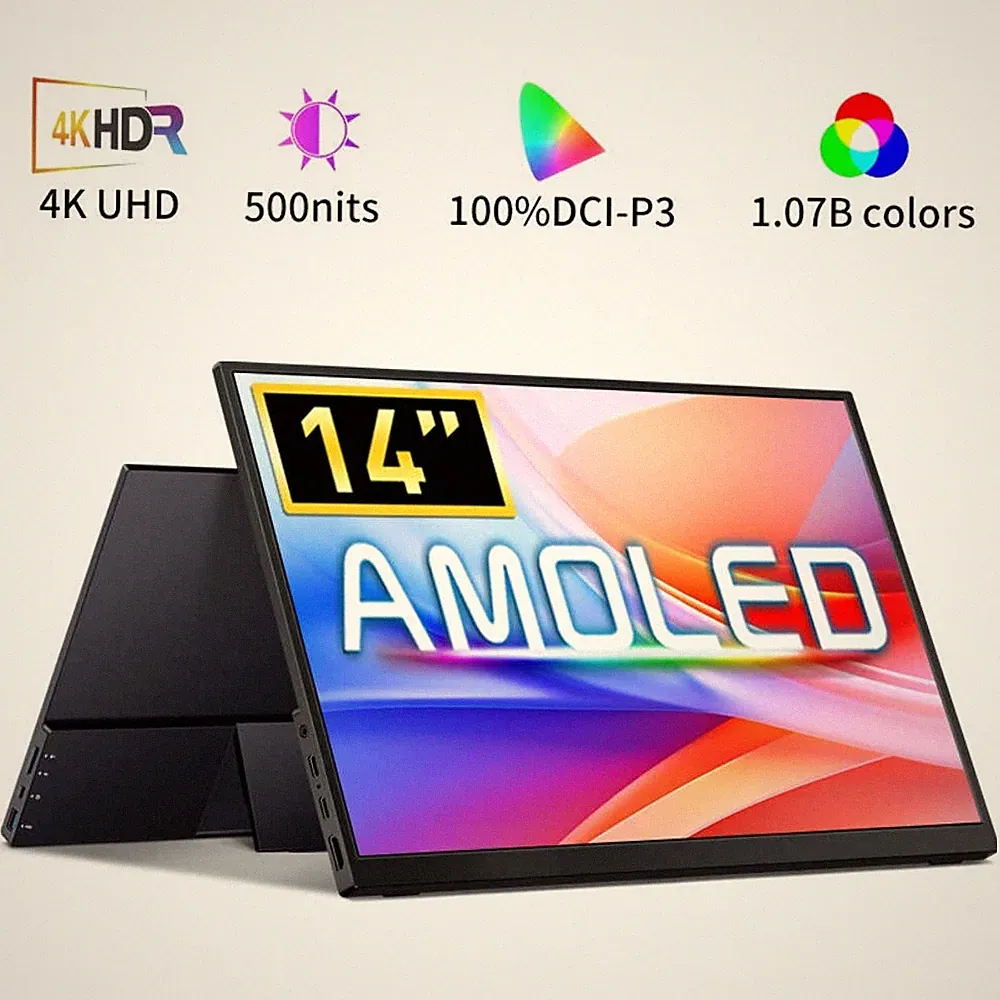 14'' 4K OLED Portable Monitor 16:10 3840*2400p 500Nits USB-C HDMI-Compatible Ext