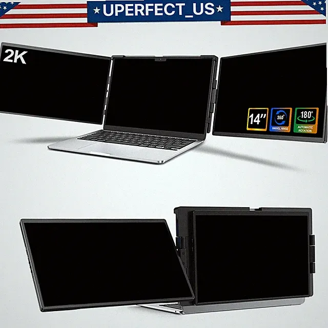 14 Inch 2K Tri-Screen Laptop Monitor Extender Triple Display Kompatibel mit Mac