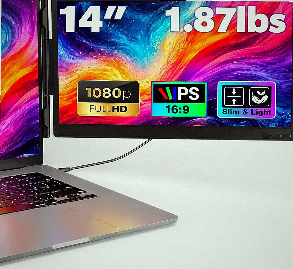 14" Laptop Screen Extender FHD 1080P Portable Monitor For 13" To 17" Laptop. NEW