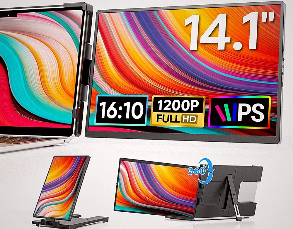 14'' Laptop Screen Extender Portable Monitor 1200P USB-C HDMI FHD IPS for 14-17"