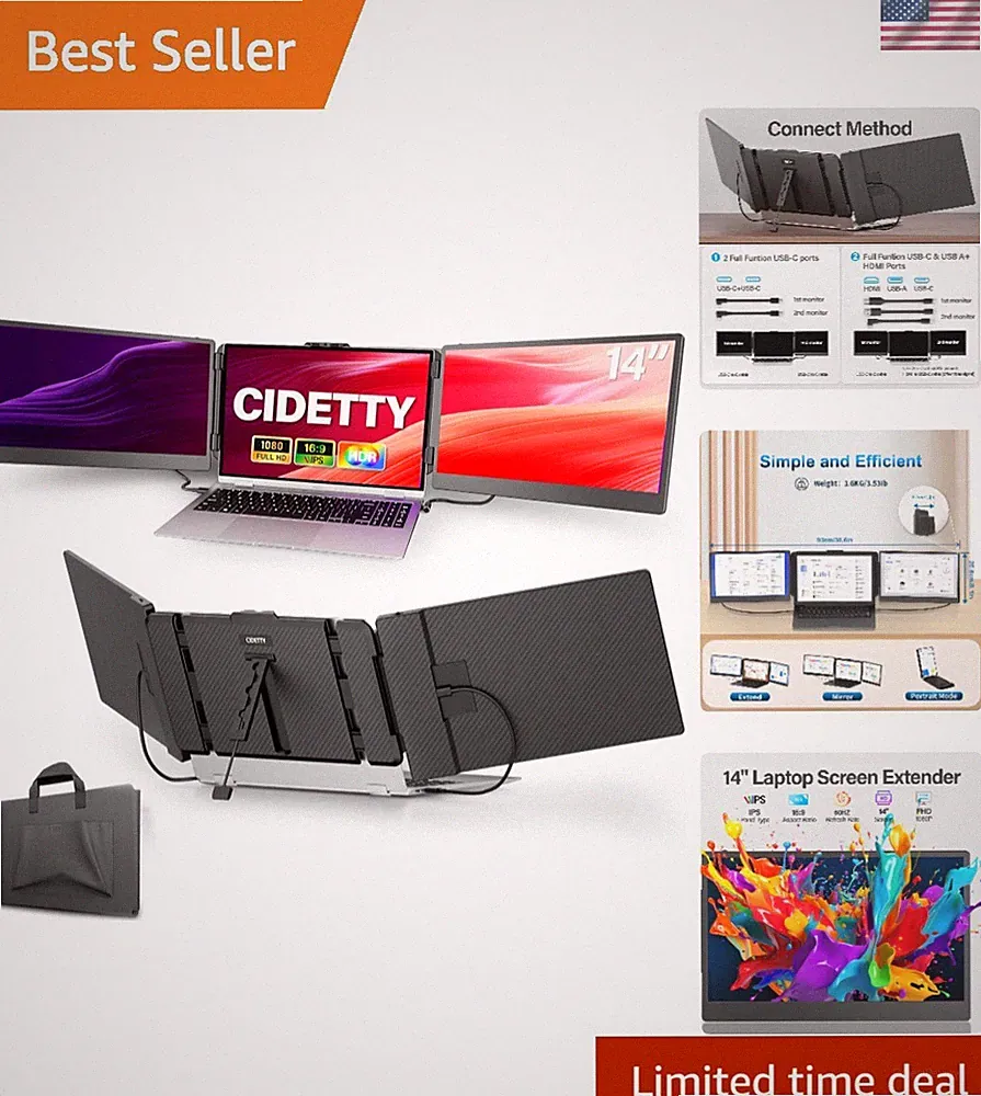 14'' Ultra-Slim Portable 1080P Laptop Monitor with Eye Protection Technology