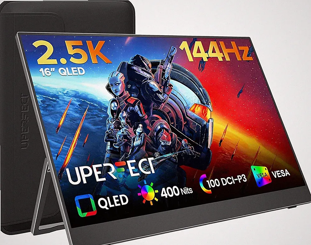 144Hz 2.5K Portable Gaming Monitor, 16" QLED, USB-C, Travel Screen