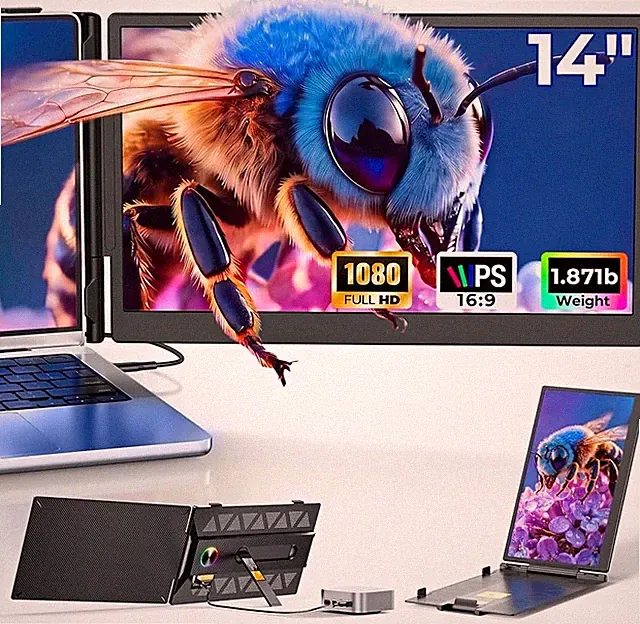 14in Portable IPS Monitor A6 1080p FHD 60Hz USB-C HDMI Black 16:9