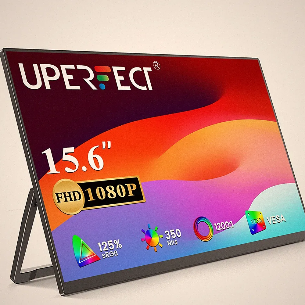 15.6" 1080P Portable Monitor External Display w/Stand & Speakers VESA Compatible