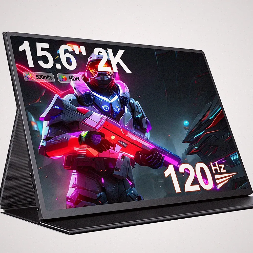 15.6" 2K 120Hz QHD Portable Gaming Monitor 16:9 Ultra Thin Slim Travel Diplay