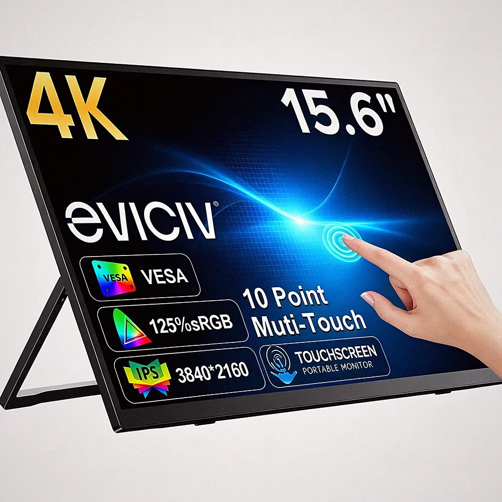 15.6" 4K Portable Monitor Touch w/VESA&Stand Ultra-Slim Screen for Game Consoles