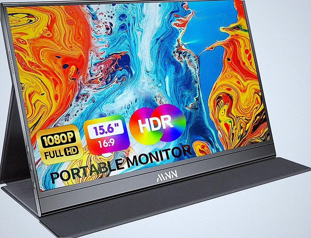 15.6" FHD 1080P Portable Monitor with Smart Cover & Speakers for Gaming