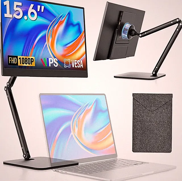 15.6" FHD Portable Monitor, IPS Travel Screen with Magnetic Stand & Carry Case