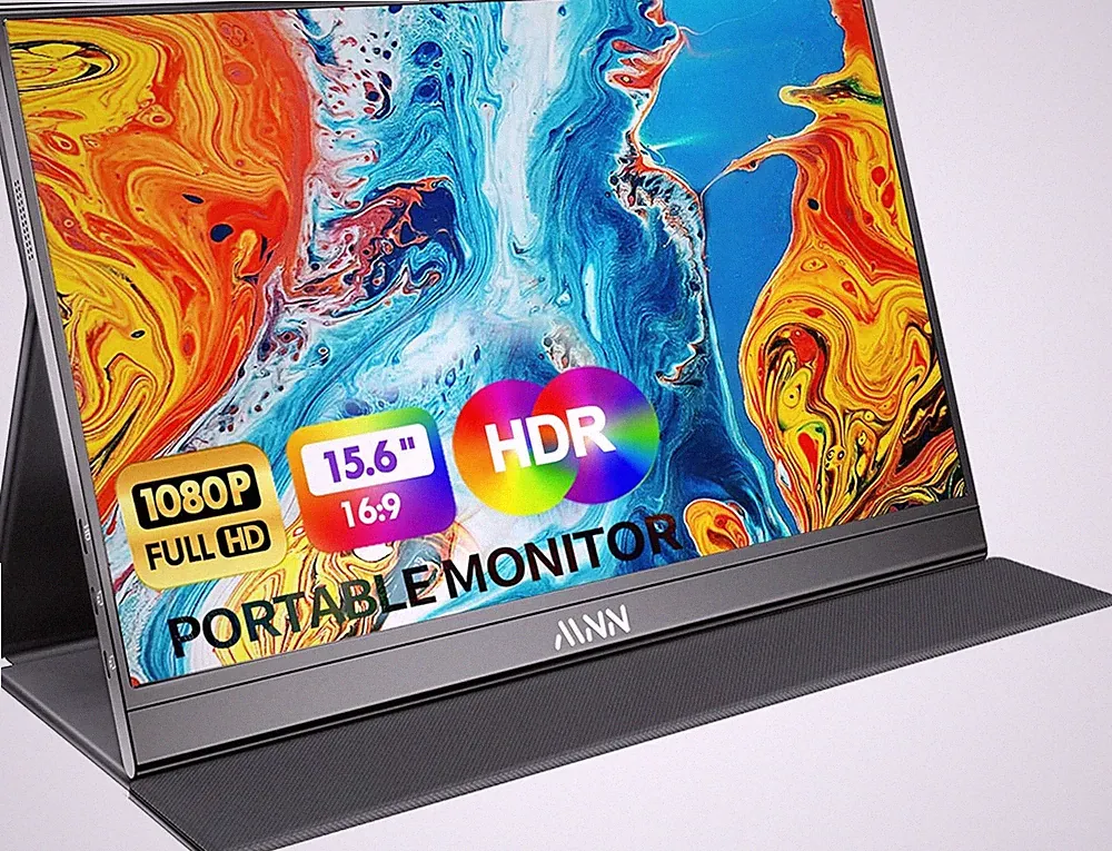 15.6" FHD Portable Monitor - Ultra-Slim USB-C HDMI Display with Smart Cover