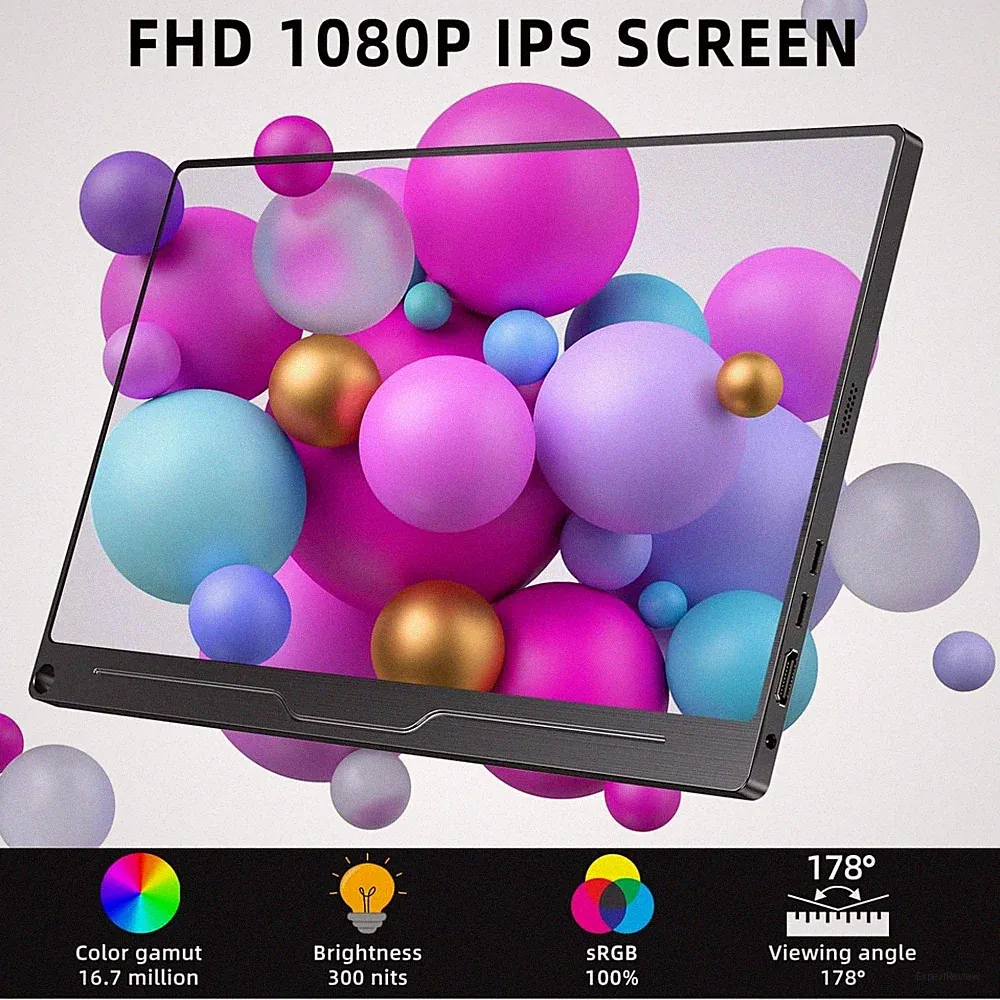 15.6" FHD Portable Monitor USB C HDMI Dual Speaker