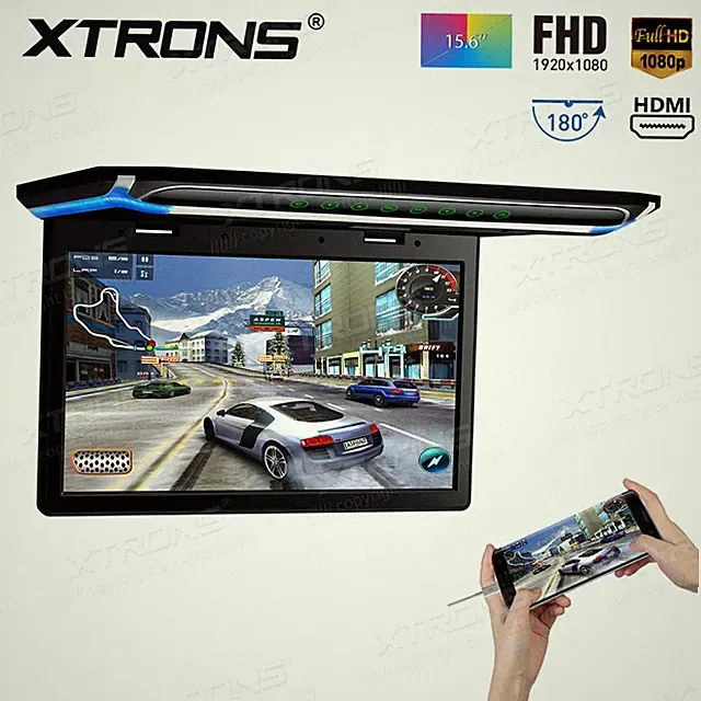 15.6" HD 1080P Car Roof Ceiling Mounted Overhead Flip Down Monitor Game HDMI