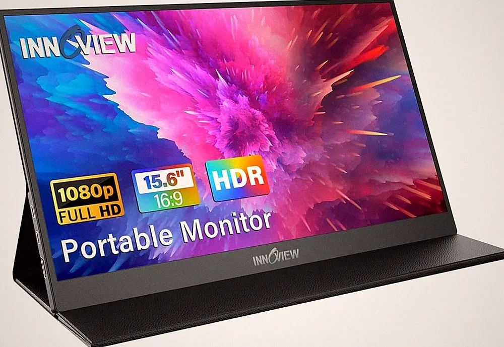 15.6 Inch Portable Monitor FHD 1080P HDMI USB C for Laptop PS5 Xbox Speaker Case