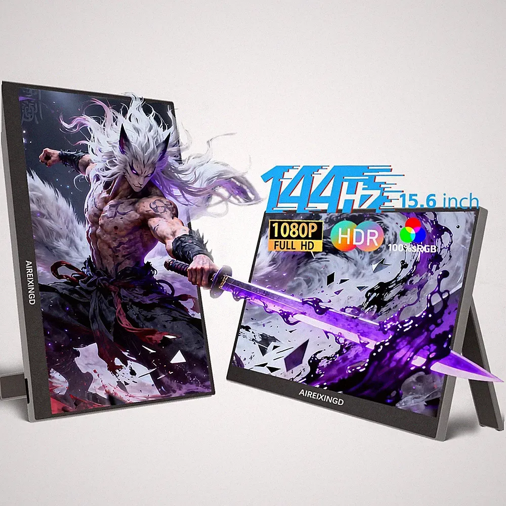 15.6'' Portable Gaming Monitor 144Hz 1ms, 1080P FHD IPS Kickstand Portable Mo...