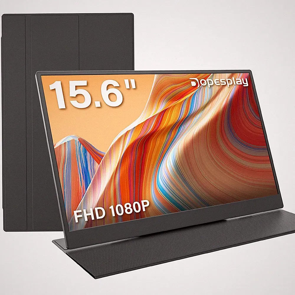 15.6" Portable Monitor, 1080P HD Display, Foldable Stand & Carry Case, Travel Re