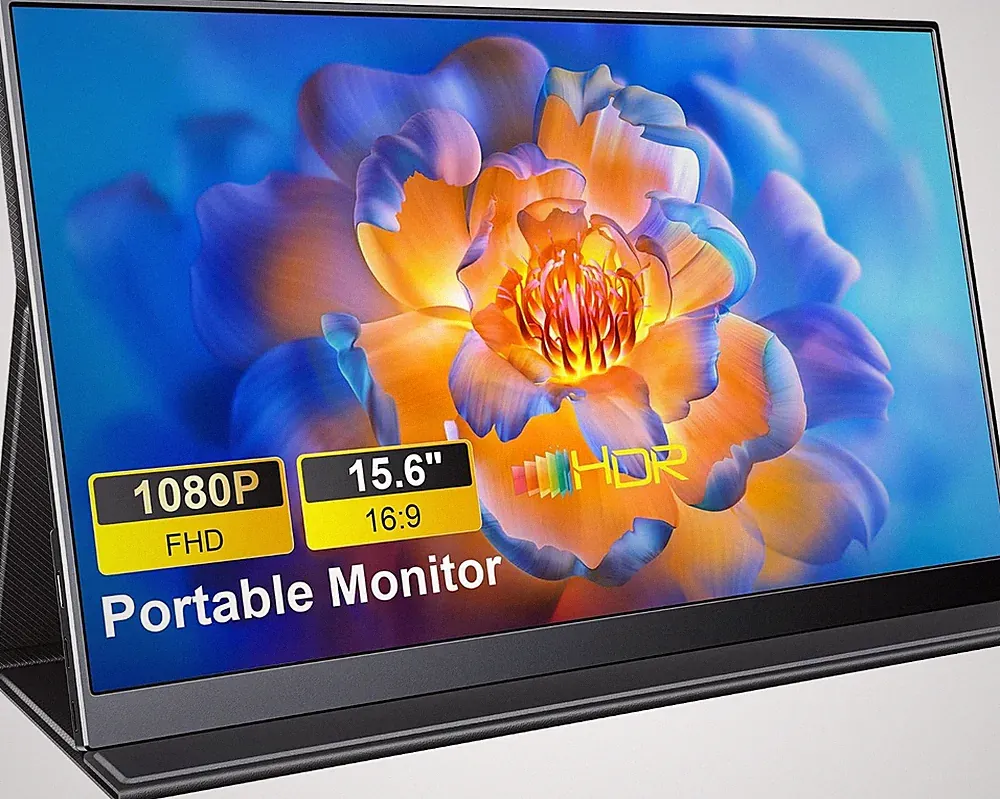 15.6" Portable Monitor, 1080P USB-C HDMI Gaming Display with Smart Cover