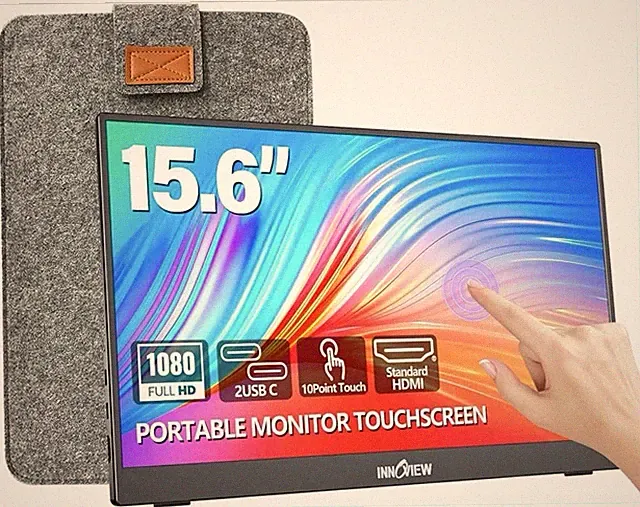 15.6" Portable Monitor 60Hz Touchscreen 1080P 10-Point Touch Screen Monitor Port