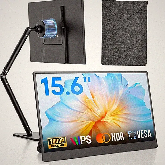 15.6" Portable Monitor, FHD 1080P IPS Travel Monitor for Laptop, Magnetic Fol...