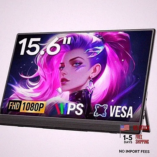 15.6" Portable Monitor, FHD 1080P Laptop Screen Extender | Built 15.6" Monitor