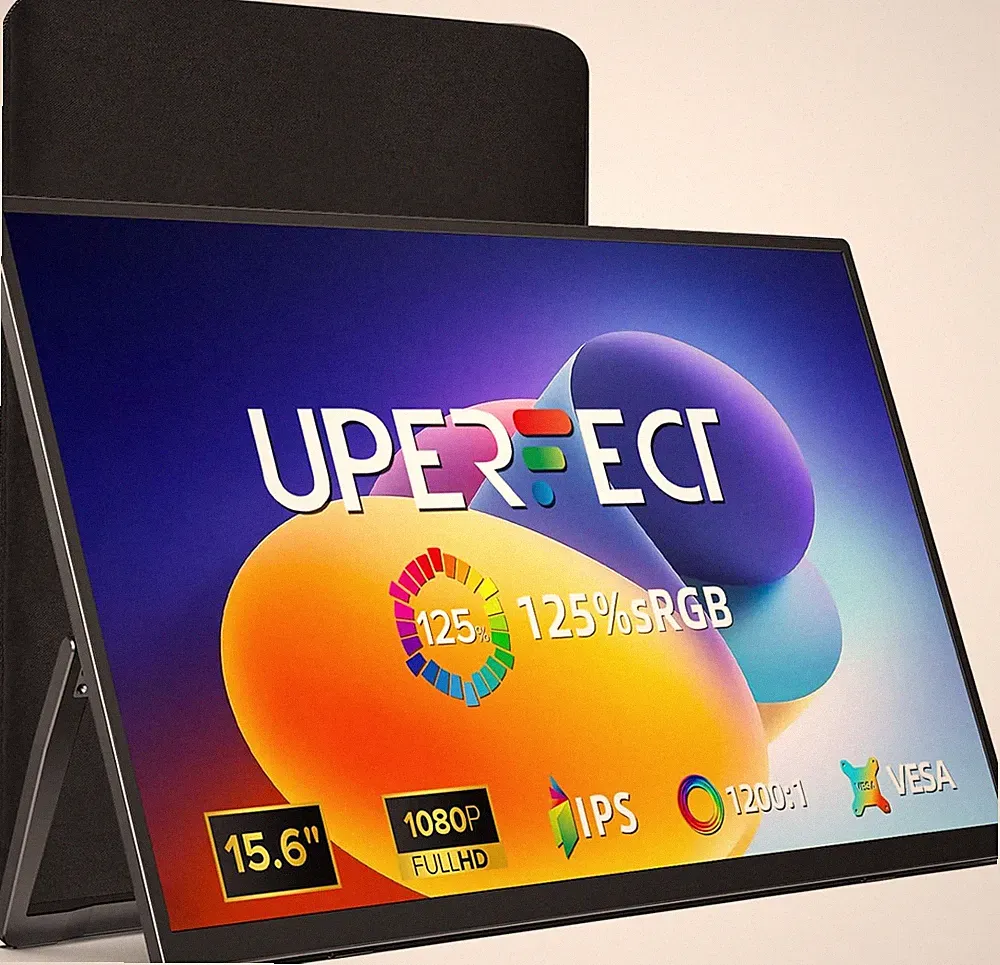 15.6" Portable Monitor, Ultra-Slim, VESA, HDMI, USB-C, Built-In Stand & Speaker