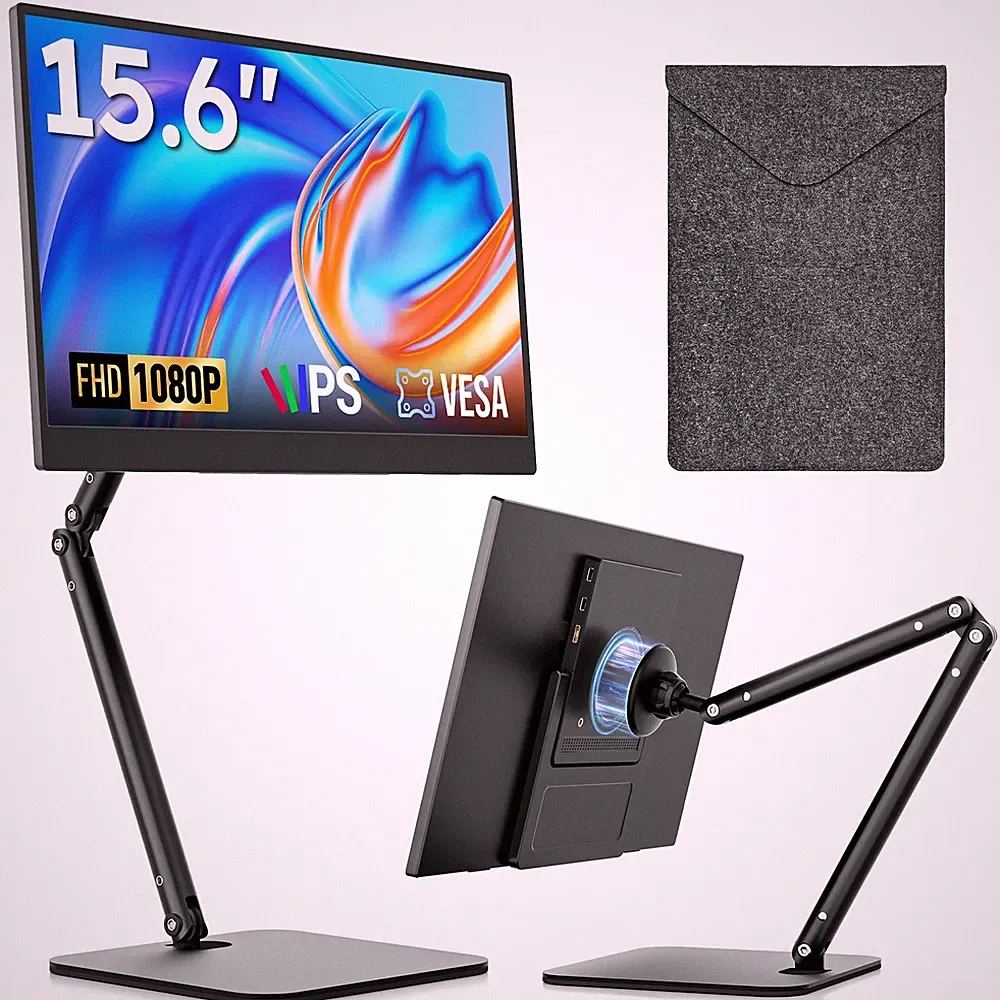 15.6" Portable Monitor w/ Foldable Magnetic Stand & Bag FHD 1080P IPS PC Phone