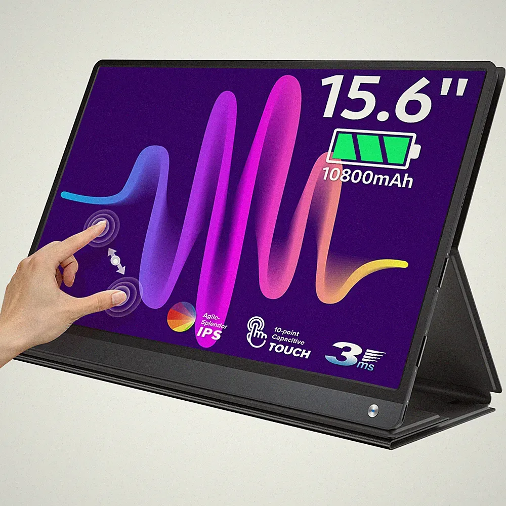 15.6" Touchscreen 1080P 120Hz Portable Monitor Full HD USB C Battery LCD Display