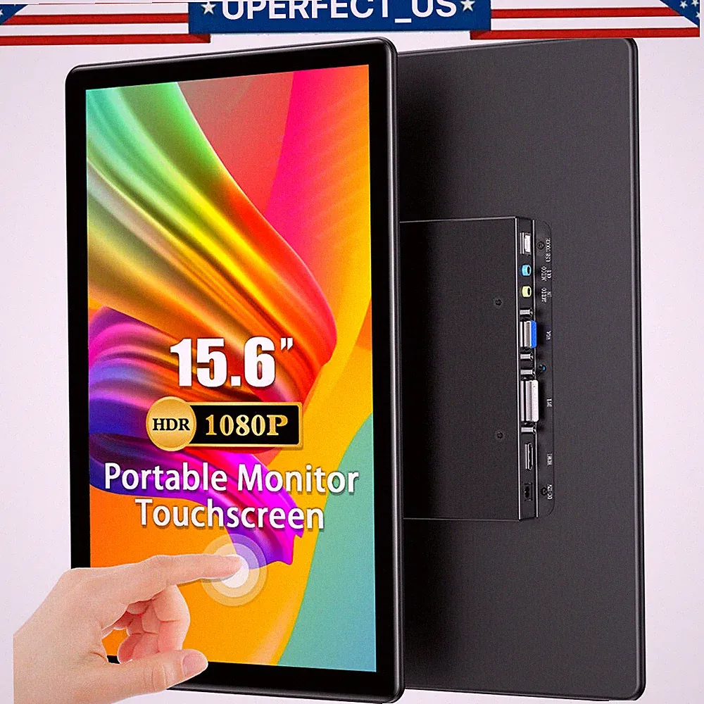 2026 15.6" 16:9 Industry Monitor Touch Display DVI VGA HDMI Portable IPS Screen